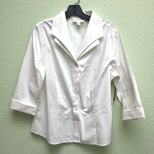 Women's Coldwater Creek Double Wing No Wrinkle White Blouse NWT size PL